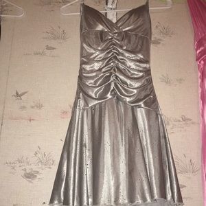 Around neck short homecoming silver dress